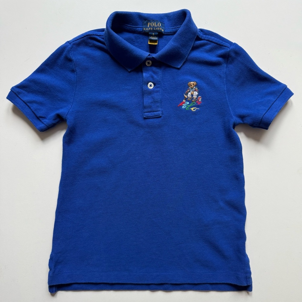 Polo Ralph Lauren Boys Bear Cotton Mesh Polo Shirt - Size 5
